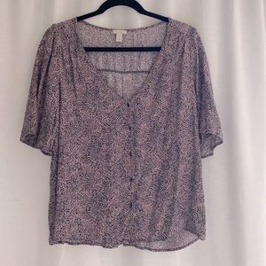Hinge - Button Front V-neck Top